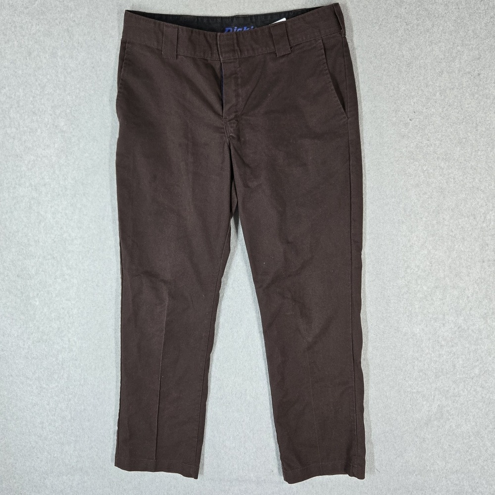 Dickies Men Pants 34X30 Brown Chino Twill FLEX Work Pants 28" Inseam